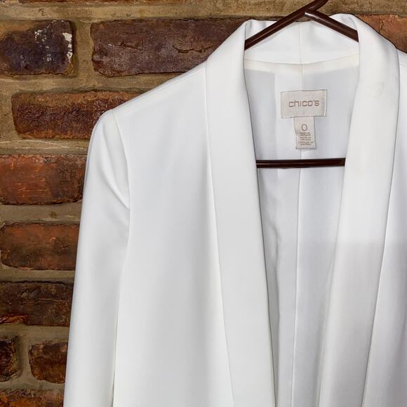 Chico's White Open Front Blazer Jacket Women's Size 0 4 Small - Picture 2 of 6